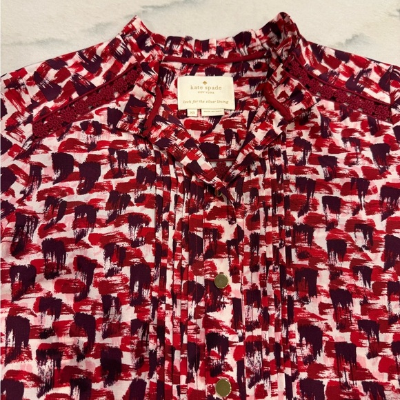 Kate Spade Dress Size XS Red White Silk Flowy - Picture 3 of 9
